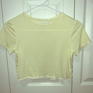 Yellow and white stripped crop top!!